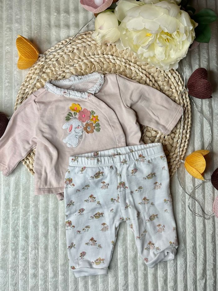 Ensemble 2 pièces Sergent Major 1 mois rose et blanc