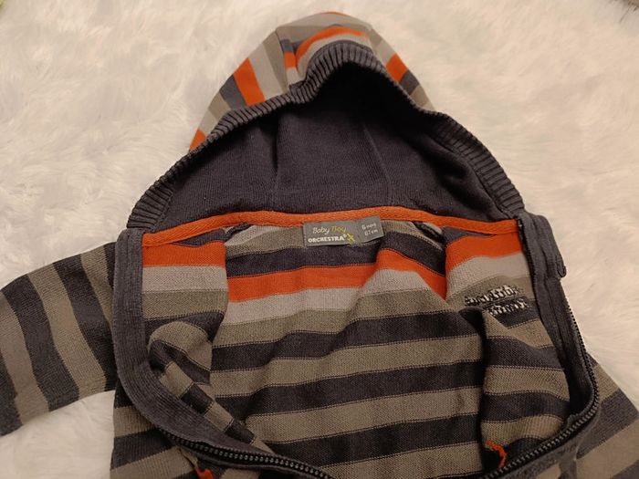 Gilet zippé à capuche rayée T. 6 mois Orchestra - photo numéro 3