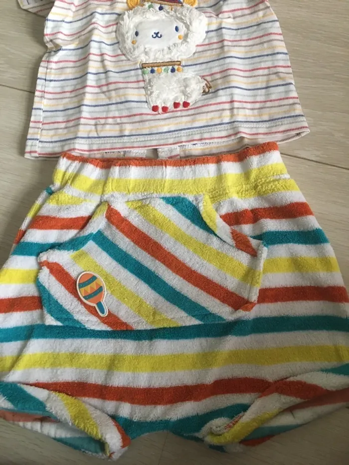 Ensemble short t-shirt en éponge 18 mois DPM - photo numéro 4