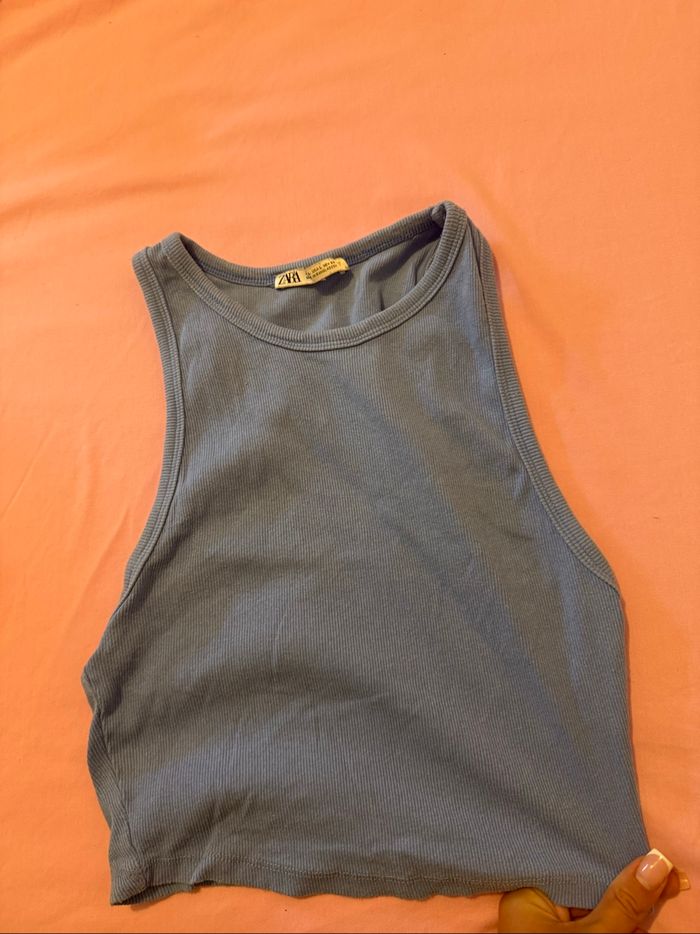 crop top zara bleu