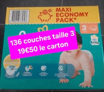 Carton de 136 couches PAMPERS Taille 3