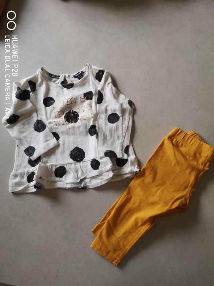 Ensemble 12 mois legging + t shirt manche longues