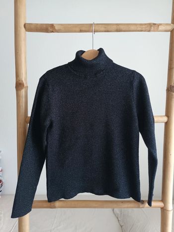 Sous pull avec col noir pailleté bleu Zara 8 ans