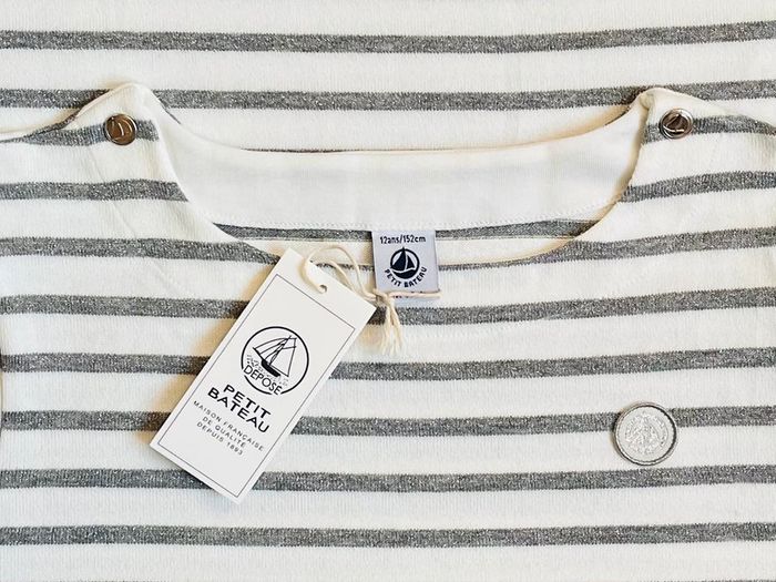 Marinière en jersey gris argent collection Noël Petit bateau T-12 ans - photo numéro 3