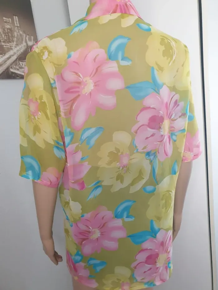 Blouse à fleurs transparente Vintage - photo numéro 2