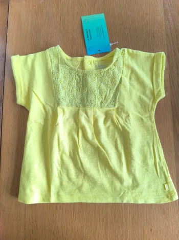 318524 tee-shirt Mc jaune fille 12 mois obaibi