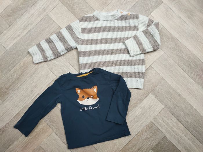 Pull rayures et tee-shirt manches longues renard 36 mois