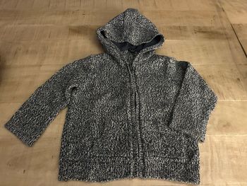 Gilet à capuche chiné bleu marine blanc 