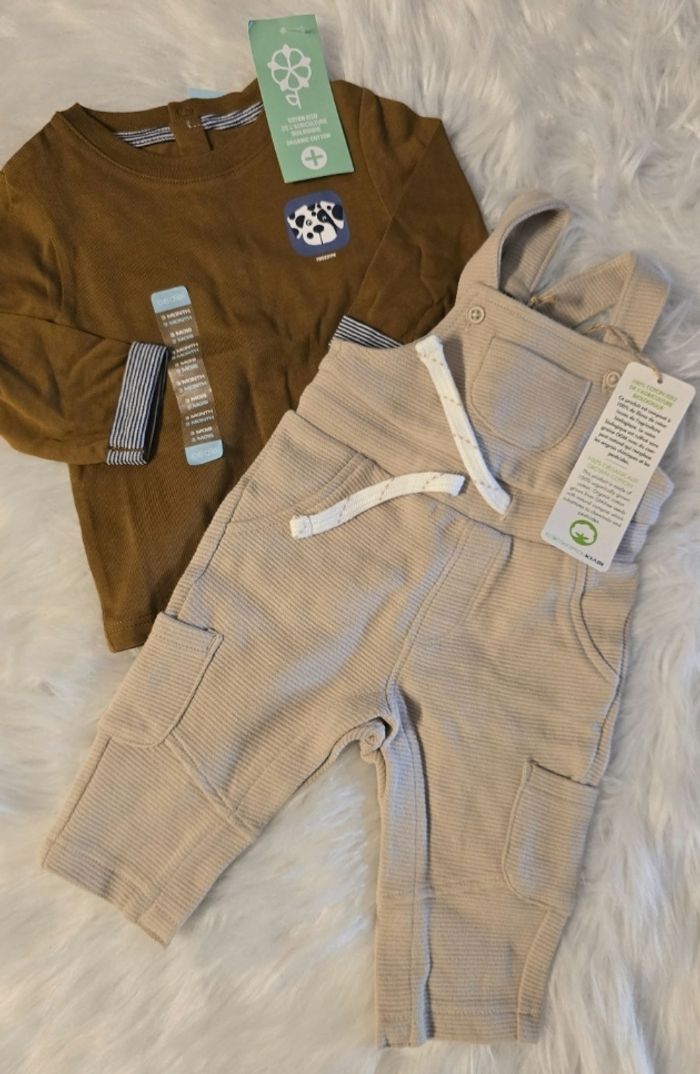 Neufs (non portés) 🏷🏷 ensemble salopette et teeshirt ml 3 mois garçon 💙💙