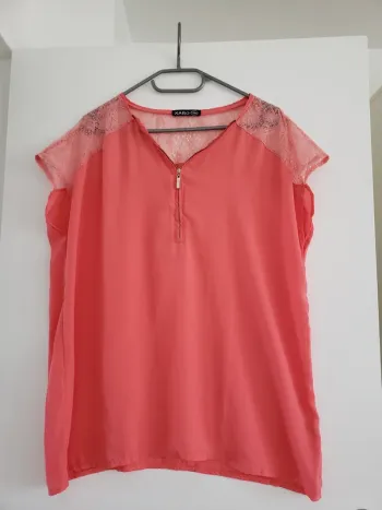Blouse manches courtes corail