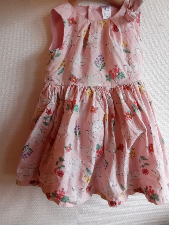 Superbe robe avec lapins et fleurs