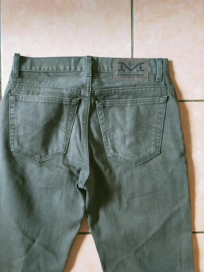 Jean vintage kaki coupe droite w30 l34 - photo numéro 4