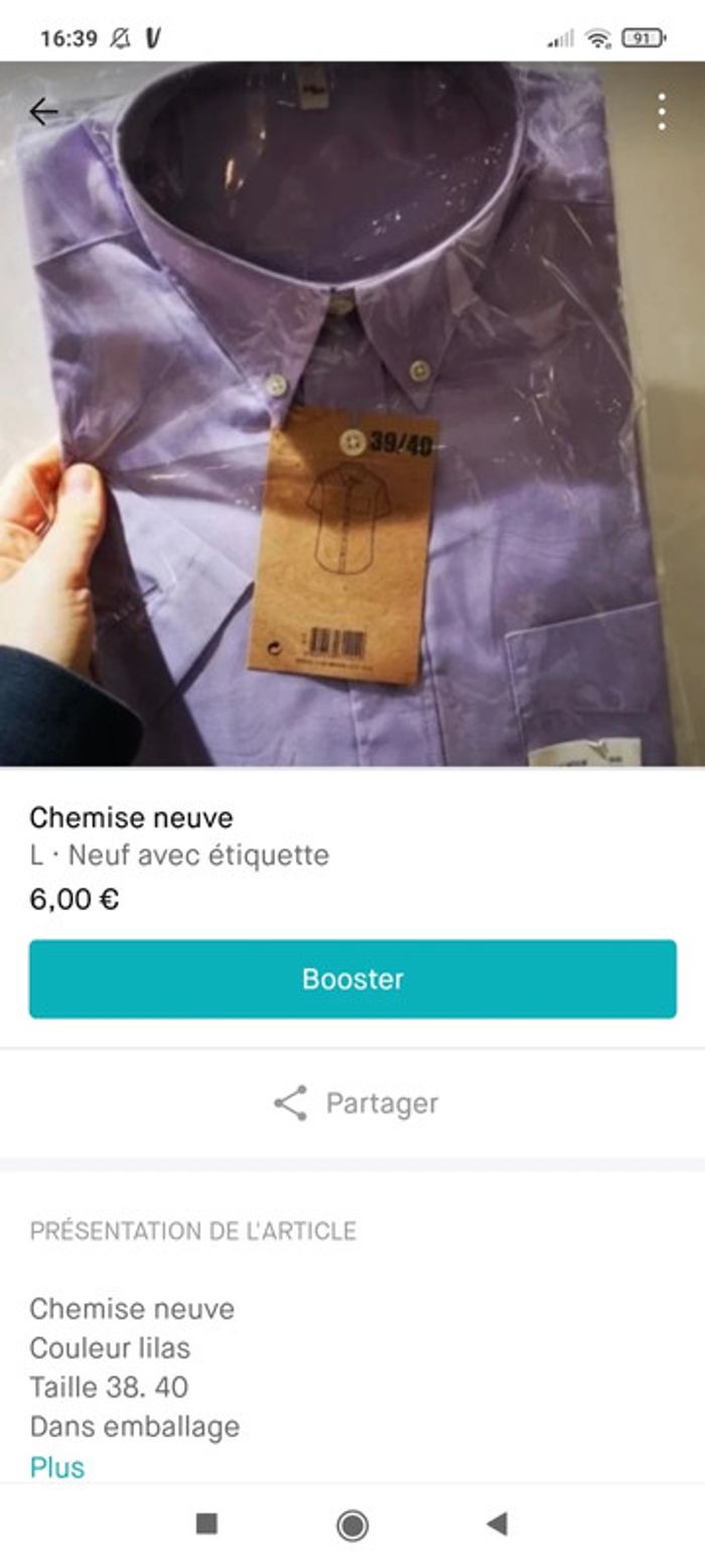 Chemise neuve violette lilas - photo numéro 2