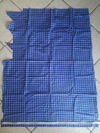 Coupon tissu à carreaux bleu