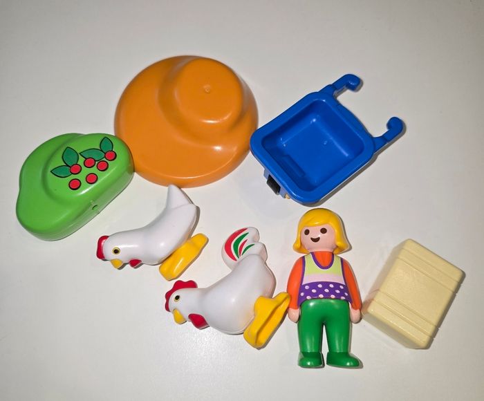 123 playmobil agricultrice avec brouette coq et poule 6965 complet - photo numéro 2