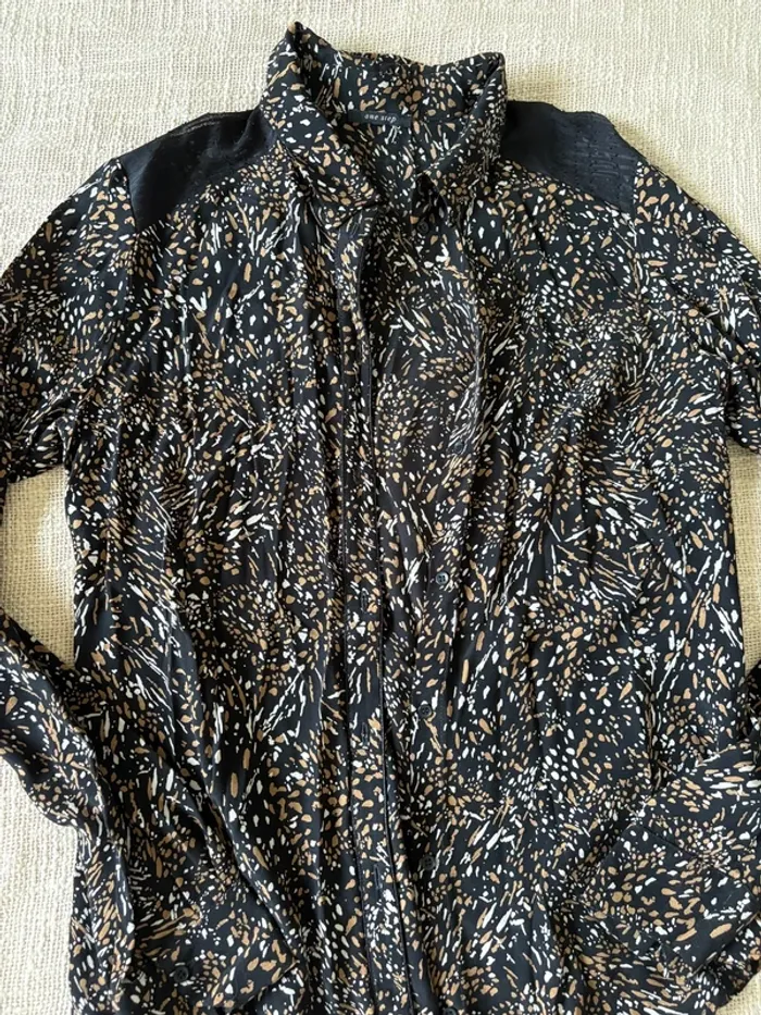 Lot blazer et chemise One Step – tailles 38 et 36 – motif moucheté noir marron - photo numéro 3