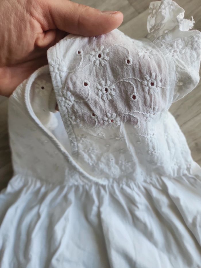 Robe sans manches broderie anglaise blanche 92cm - photo numéro 7