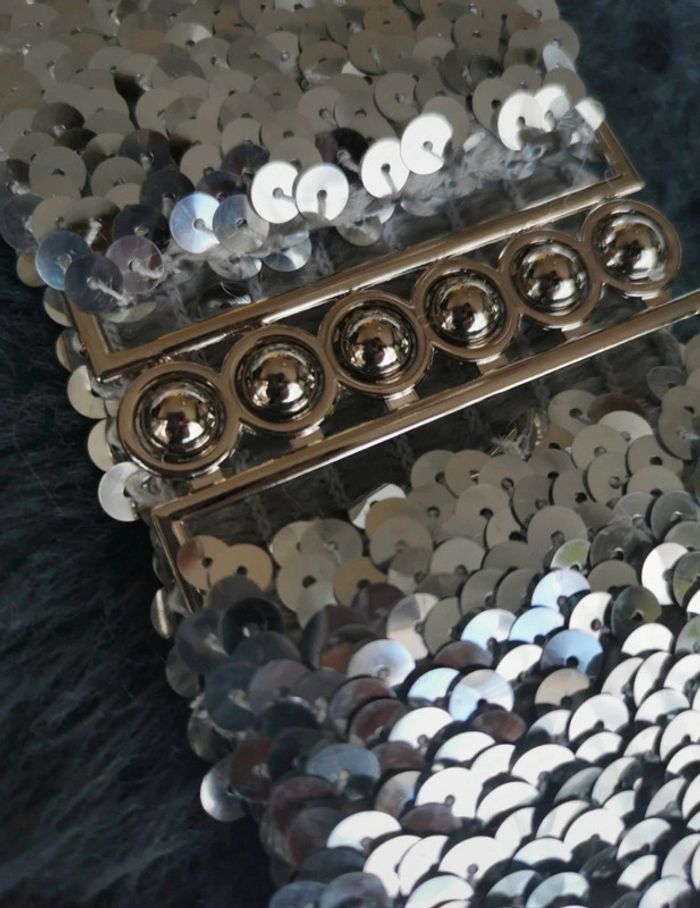 A21 ceinture gaine corset vintage rétro paillette argenté ajustable - photo numéro 3