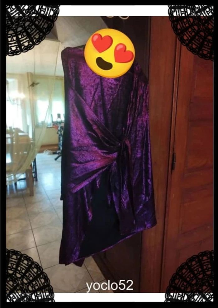 Jupe longue violette satin neuve taille S/36 - photo numéro 6