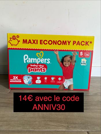86 couches Pampers baby dry pants taille 5