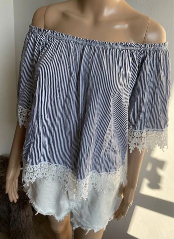 Marinière épaules dénudées avec dentelle 🤍