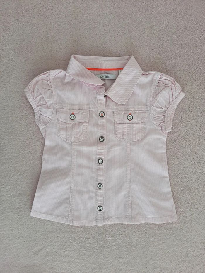 Chemisier Okaïdi 3 ans Rayé blanc et rose clair - photo numéro 2