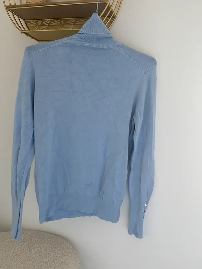 Pull Col roulé Zara Bleu ciel - photo numéro 3
