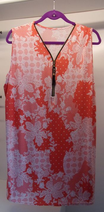 Tunique débardeur blanc, vieux rose 46