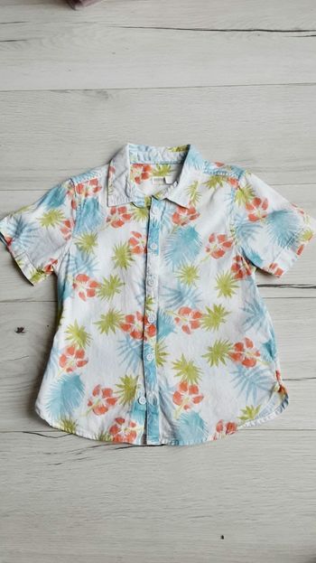 Vêtement garçon chemise manches courtes blanche motifs fleurs Orchestra 6 ans Neuve