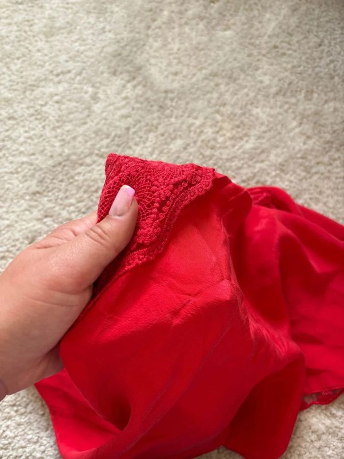 Débardeur rouge dentelle soie taille M - photo numéro 6