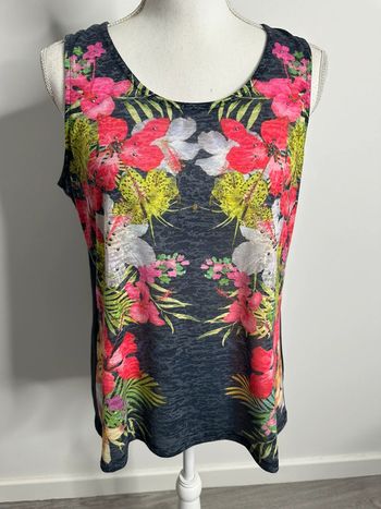 Débardeur à fleurs noir et multicolore Armand Thiery T3 42/44 XL/XXL
