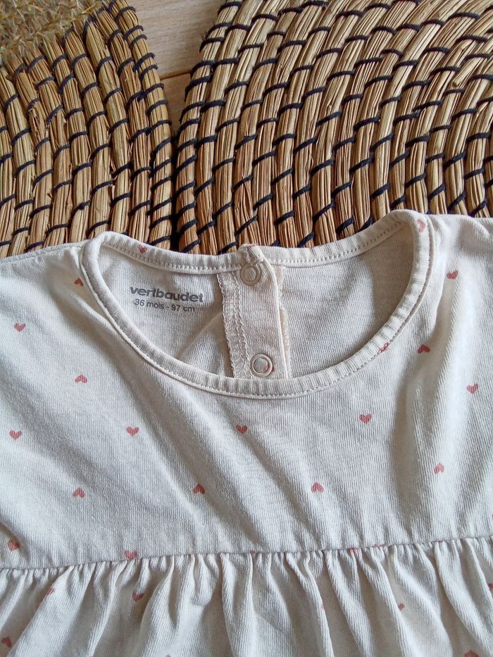 Tunique crème avec impressions coeurs Vert Baudet taille 36 mois - photo numéro 4