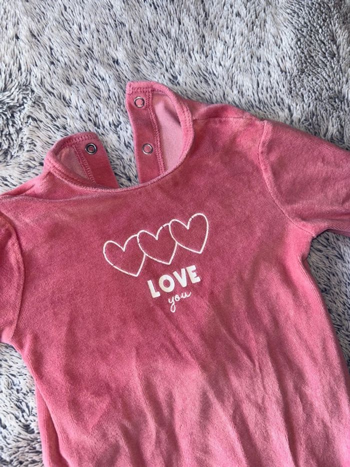 Pyjama velours cœurs bébé - photo numéro 3