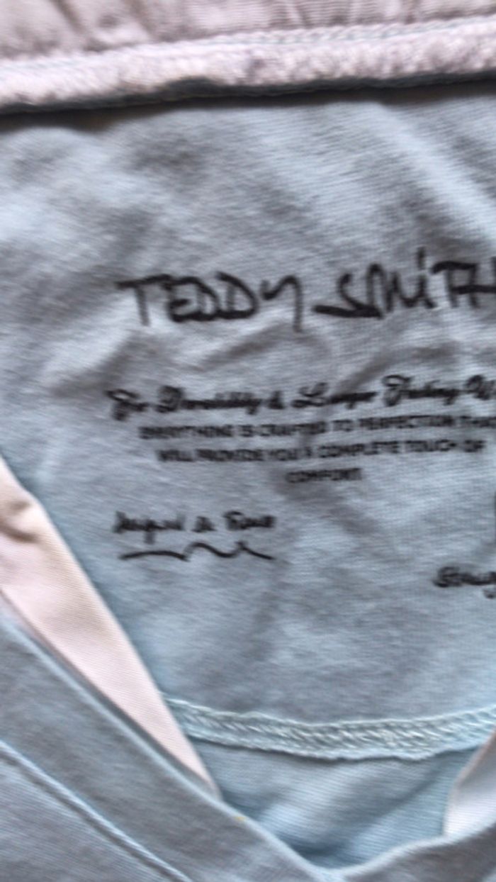 Teddy Smith t shirt col chemise bleu très clair - photo numéro 5