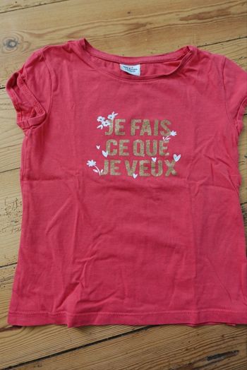 T-shirt manches courtes rose tape à l'oeil 4 ans