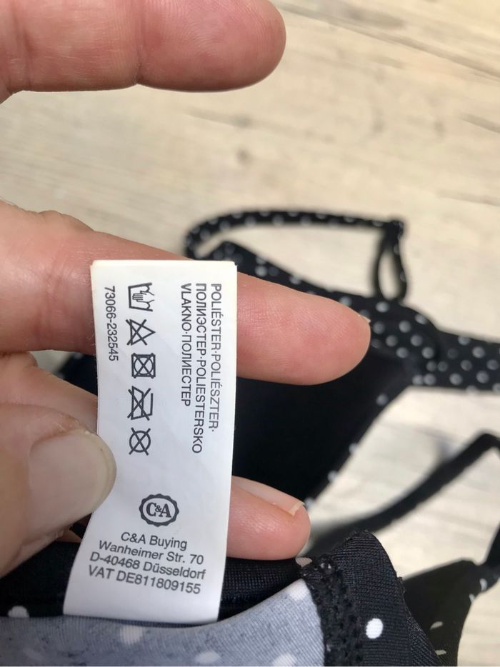 Haut maillot de bain 95 C à armatures coques C&A à pois noir blanc - photo numéro 6