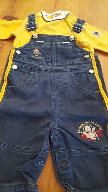 Ensemble 3 pieces salopette tee shirt et blouson