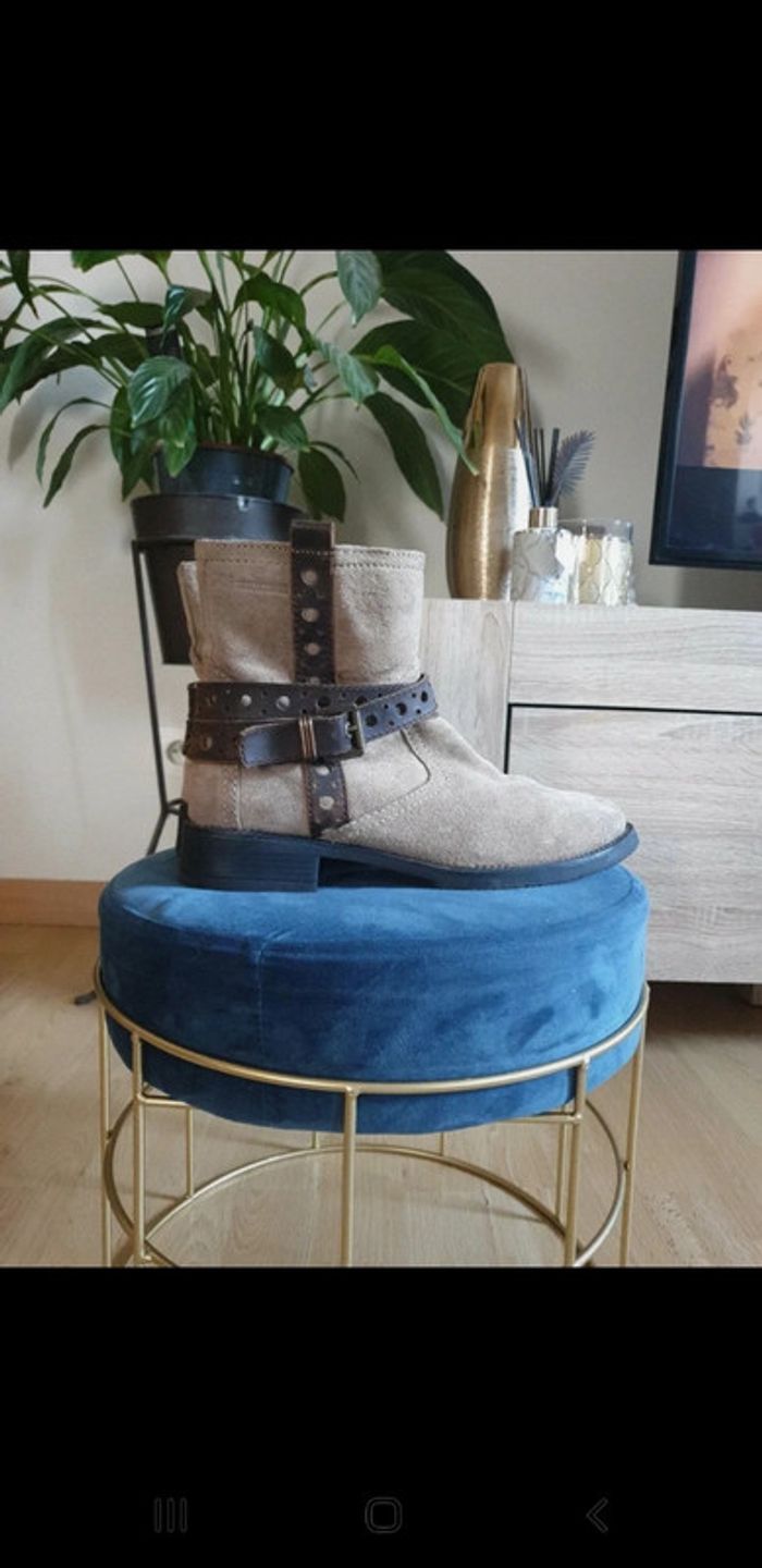 Bottines beige en daim - photo numéro 5