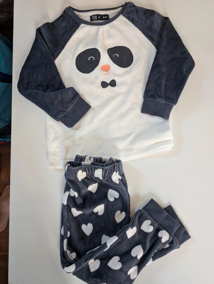 Pyjama velours 2 pièces panda Tex mixte 3 ans neuf