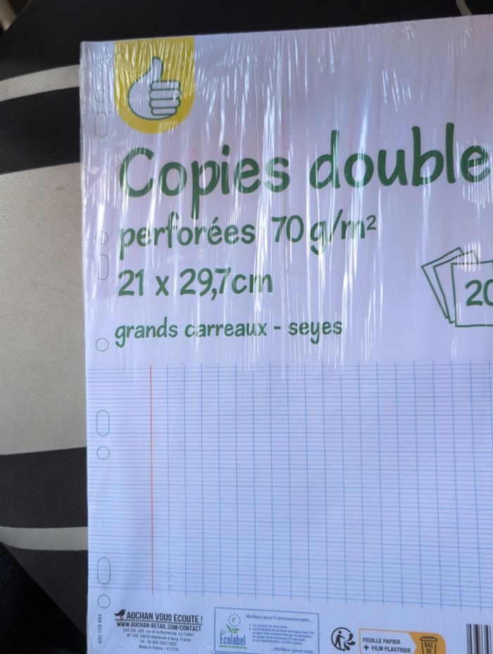 Paquet de feuilles double grand ms carreaux - photo numéro 3