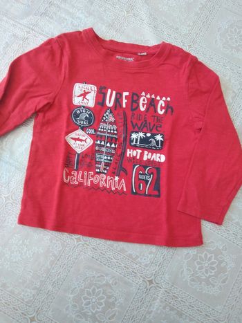 Tee-shirt rouge Surf beach 4 ans