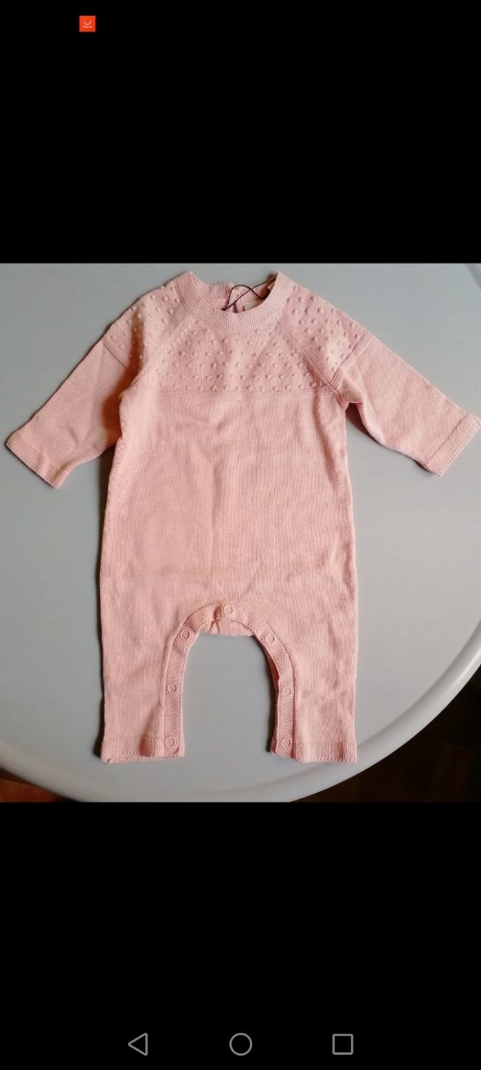 Barboteuse/combinaison neuve 100% coton bio bébé 1/3mois