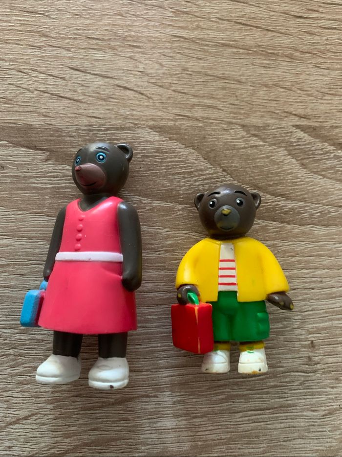 4 figurines petit ours brun sac et téléphone - photo numéro 4