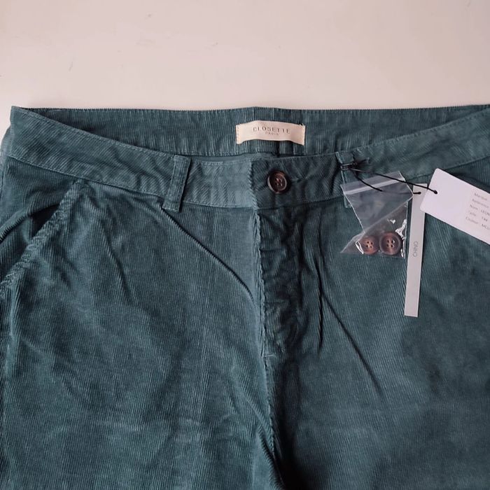 Pantalon chino velours vert neuf taille 44 Closette Paris - photo numéro 2