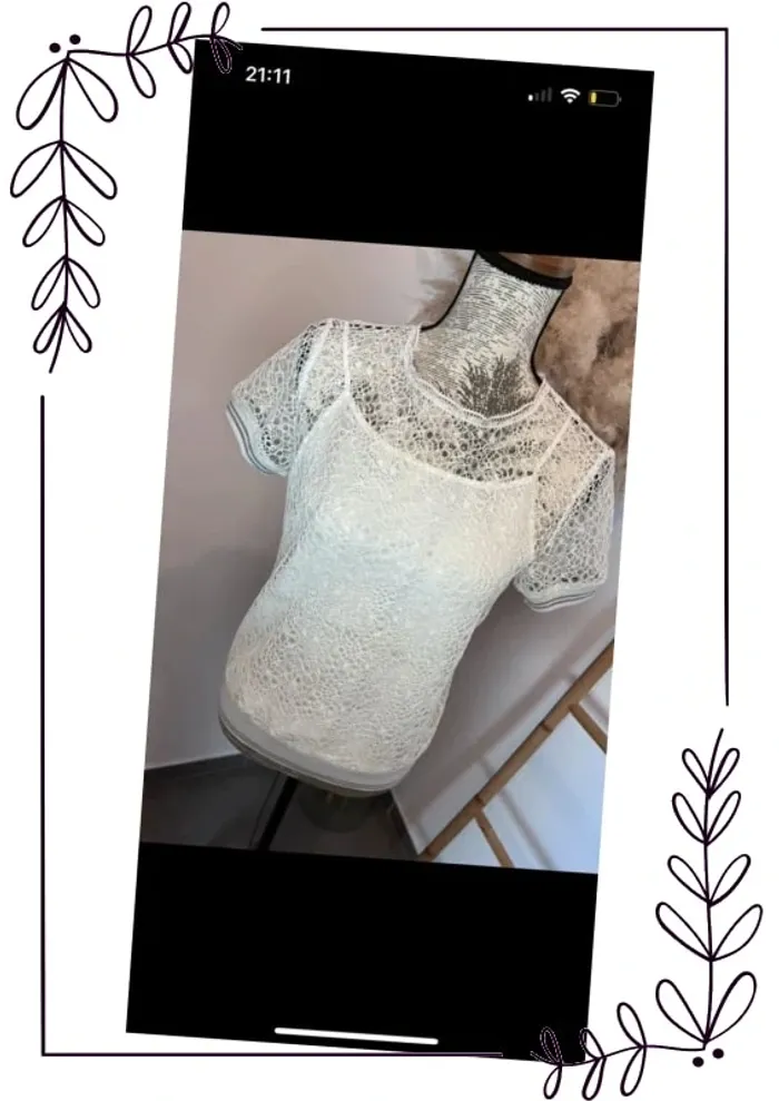 T-shirt blanc effet dentelle neuf - photo numéro 2