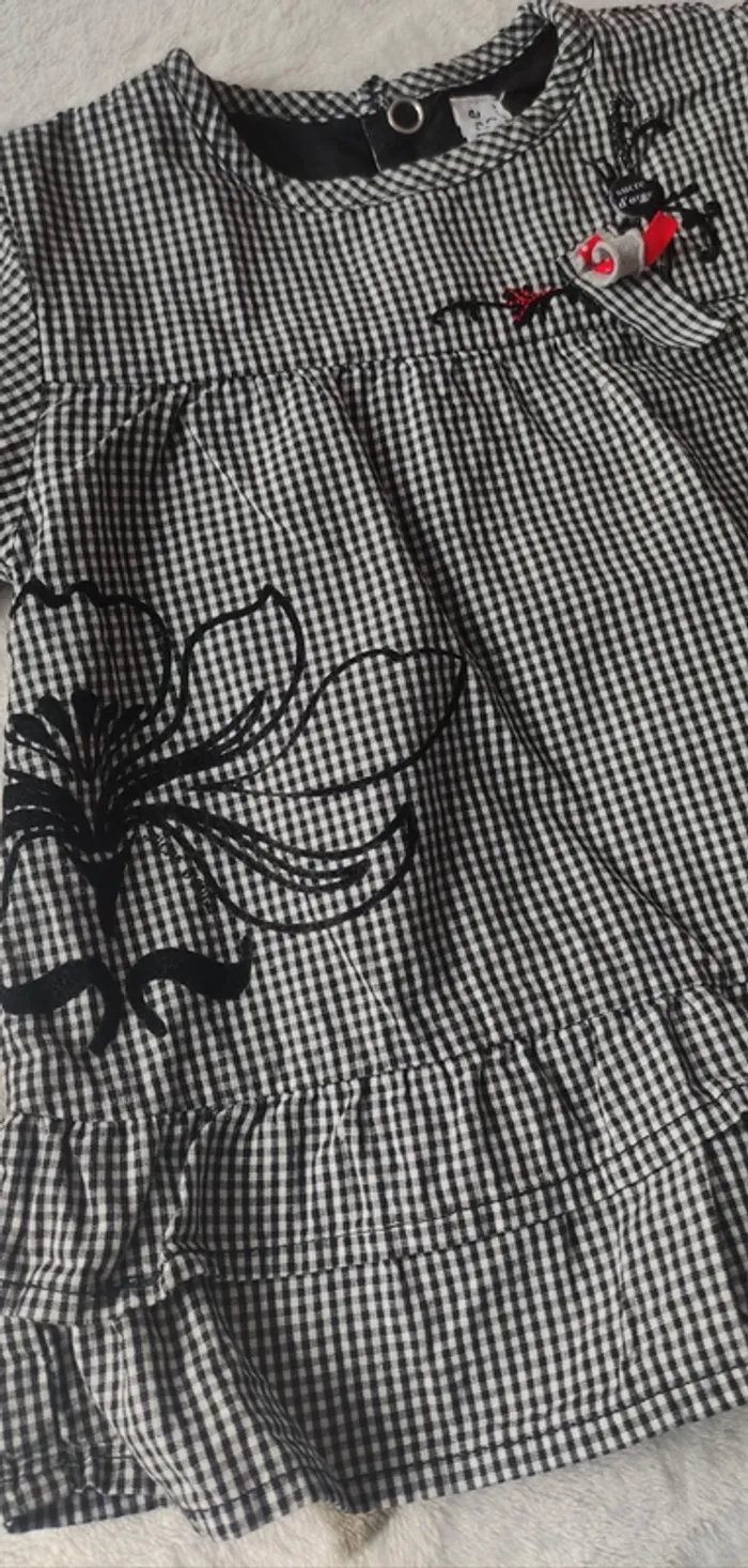 Tunique bébé fille 12 mois Sucre d'orge manches longues fleurs - photo numéro 3