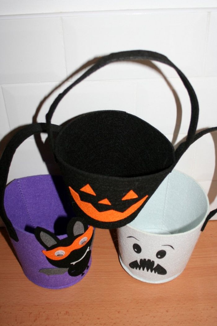 Lot de 3 Seaux Halloween en feutrine - photo numéro 2