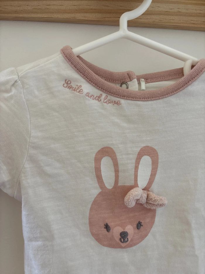 Ensemble short éponge rose + t-shirt lapin Orchestra - photo numéro 4