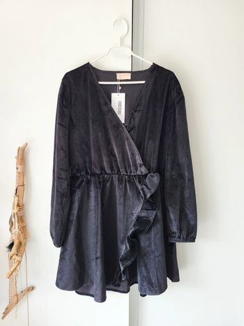 Robe courte effet velours noire femme – Moony Mood - Taille L