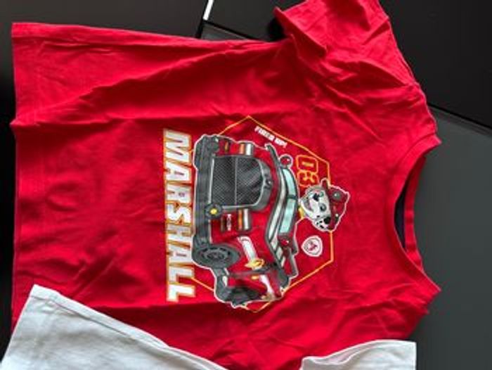 Lot 2 t-shirt 3 ans Pat Patrouille rouge et blanc - photo numéro 2